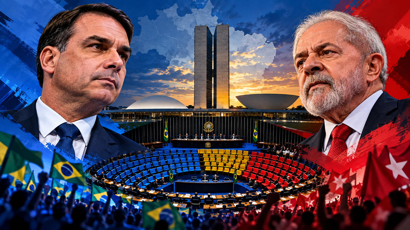 A grande onda azul: direita avança no Congresso enquanto Flávio Bolsonaro e Lula disputam o segundo turno